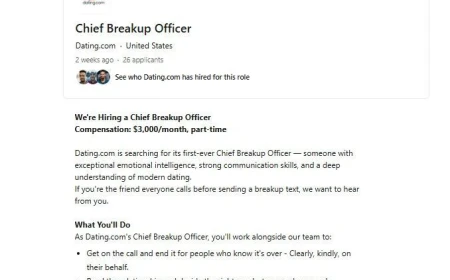 A COMPANY IS HIRING FOR CHIEF BREAKUP OFFICER