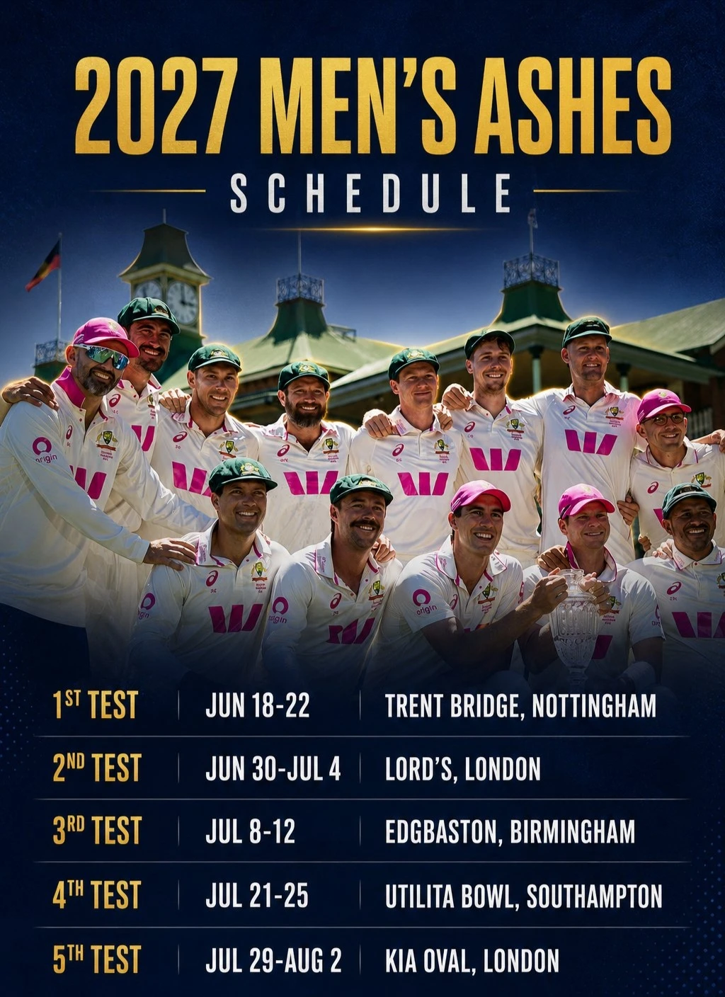 ASHES MENS AND WOMENS SCHEDULE 2027 . 
