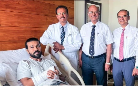 RamCharan successfully undergoes right wrist surgery at Ganga Hospital, Coimbatore 