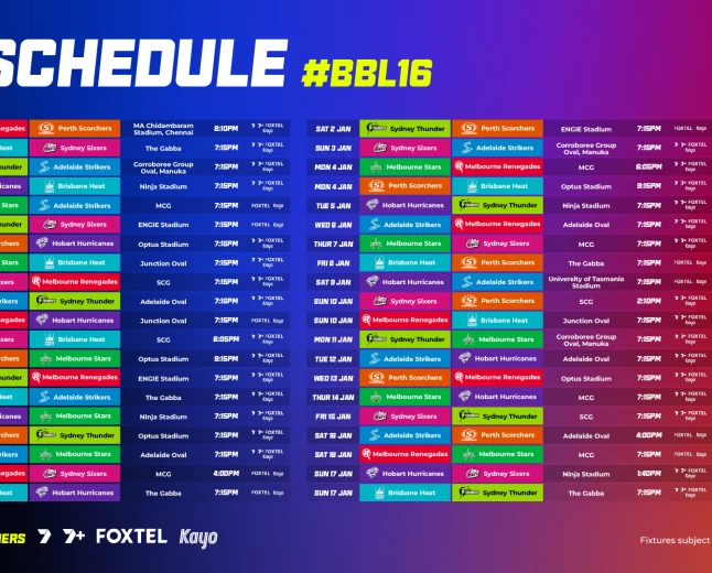 BBL 16 SCHEDULE BEGINS ON DECEMBER 14 TH 2026 IN CHENNAI. 