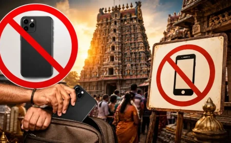 Tamil Nadu has been moving toward stricter mobile phone restrictions in temples, and the ban is being rolled out more widely now.