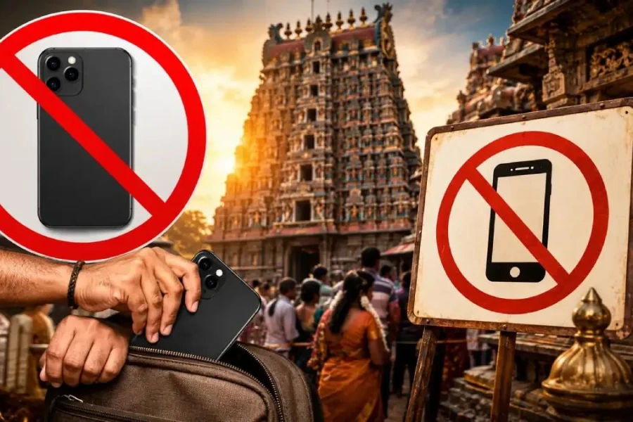 Tamil Nadu has been moving toward stricter mobile phone restrictions in temples, and the ban is being rolled out more widely now.